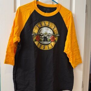 Guns N' Roses Black and Yellow Raglan Tee